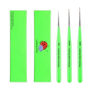 Professional Fine Nail Art Liner Brush by Ladybug Nails  for Gel Painting  Nail Brushes Striping Brushes for Short Strokes, Details, Blending, Elongated Lines 3 pcs (acetone proof)
