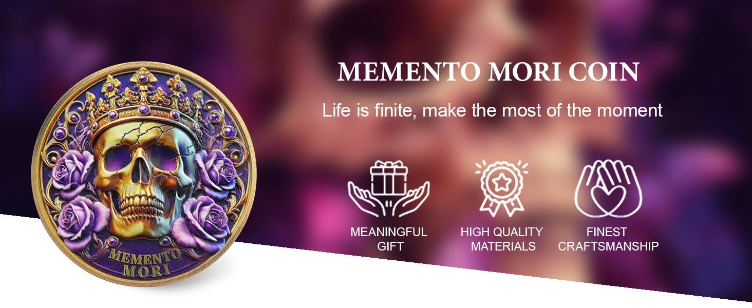 Memento Mori Coin - Stoic Skull Challenge Coin, 3D Engraved Pocket Reminder Token, Unique Stoicism Philosophy Gift for Men & Women, Daily Motivational Keepsake, Collectible Coin
