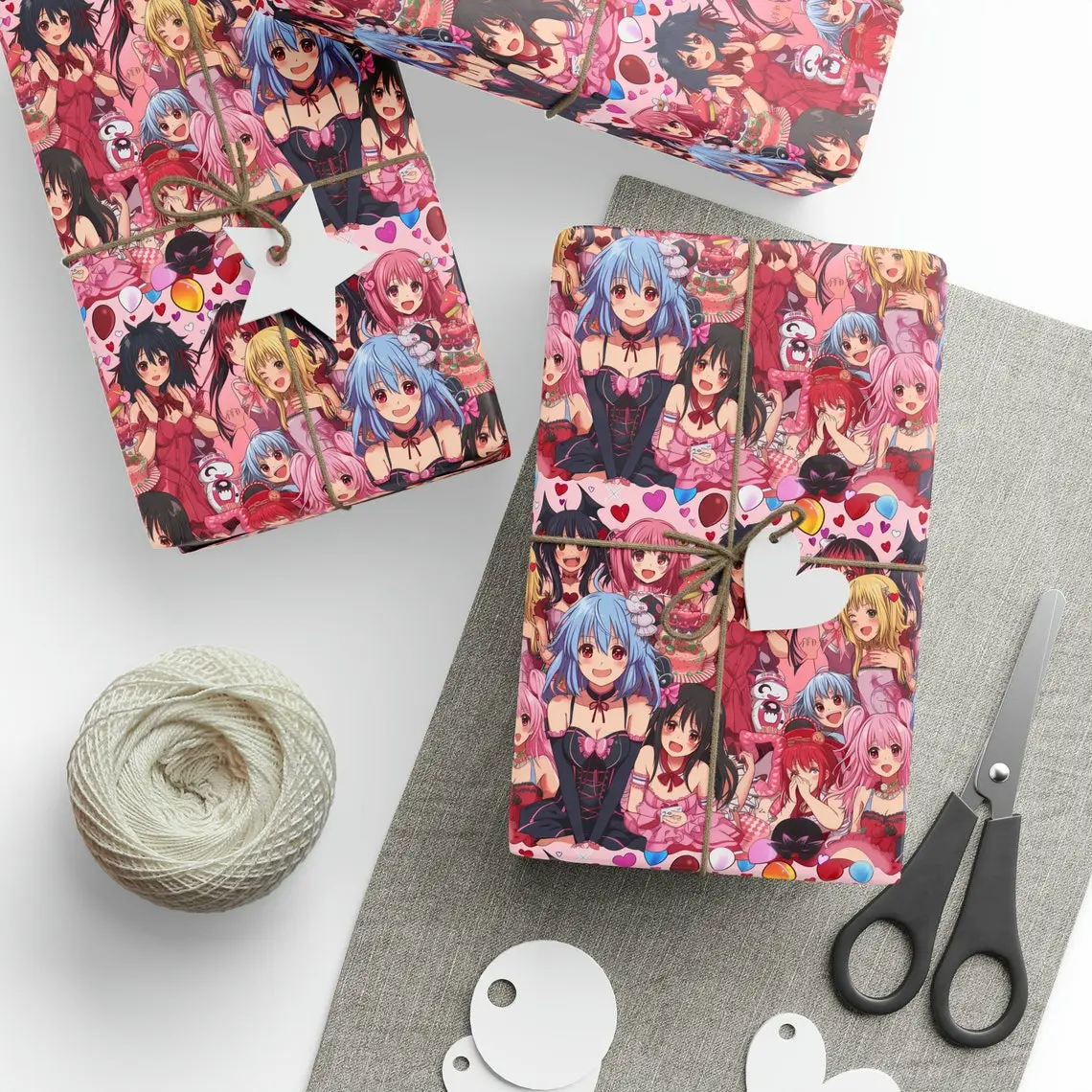 Kawaii Anime Birthday Wrapping Paper, Funny Wrapping Paper, Birthday Wrapping Paper, Cute Wrapping Paper, Manga Gift Wrap, Otaku Gift