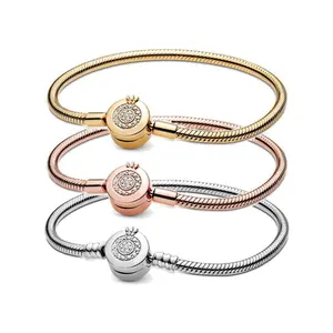 2025 Stylish Glittering Princess Crown Letter Logo Snake Bone Bracelet Compatible with Original