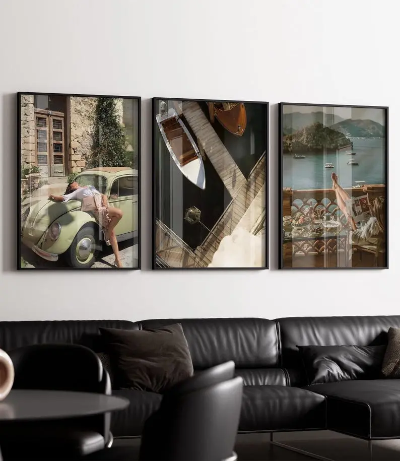 Vintage fashion poster set of 3 prints luxury printable wall art fashion designer posters hypebeast room decor european summer travel prints