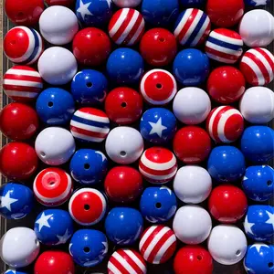 Red White & Blue Mix - 20mm Durable Plastic Bubble Gum Bead Mixes for Jewelry Making Key Chains & More