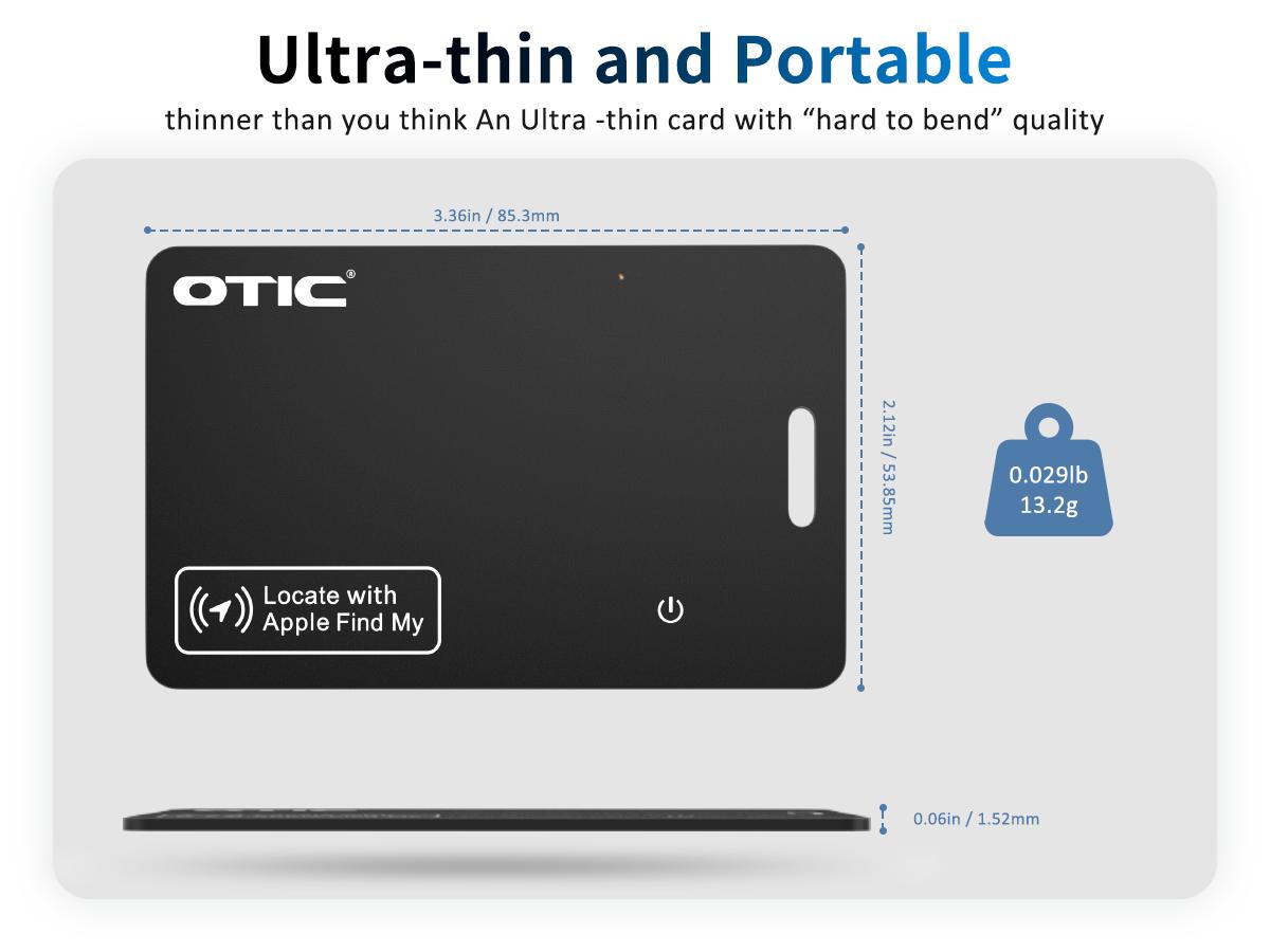 OTIC iOS & Android Bluetooth Tracker Smart Finder for Apple Find My iPhone Card Wallet GPS Tracker Wireless Charging Keys Locator for Keys Bags Passport IP67 Waterproof Dust Resistant