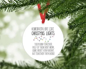 Coworker Ornament | Coworker Gifts | Coworker Funny Ornament | Christmas Ornaments | Work Besties | Christmas Gifts | Coworker Gifts Lightweight Round Decoration Satin Aluminium White Decor