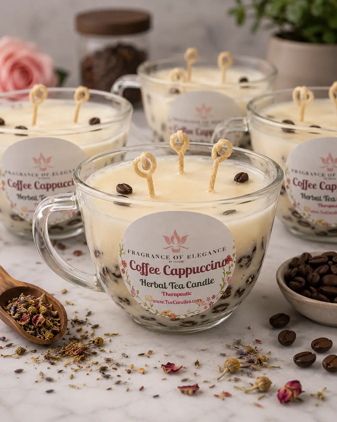Coffee Cappuccino candle made with essential oil 90 hour burn time 3 wick