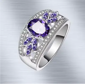 Amethyst 925 Sterling Silver Female Ring Flower Shaped