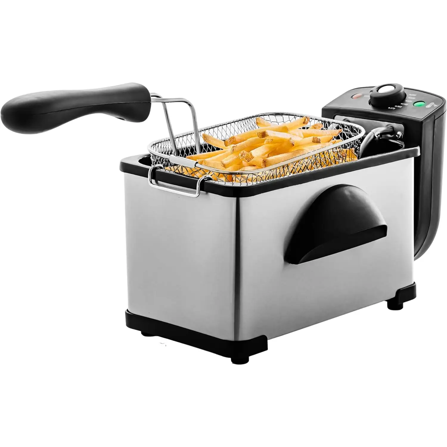 Electric Deep Fryer 2 Liter Capacity, 1500 Watt Lid with Viewing Window and Odor Filter, Adjustable Temperature, Removable Frying Basket and Easy to C