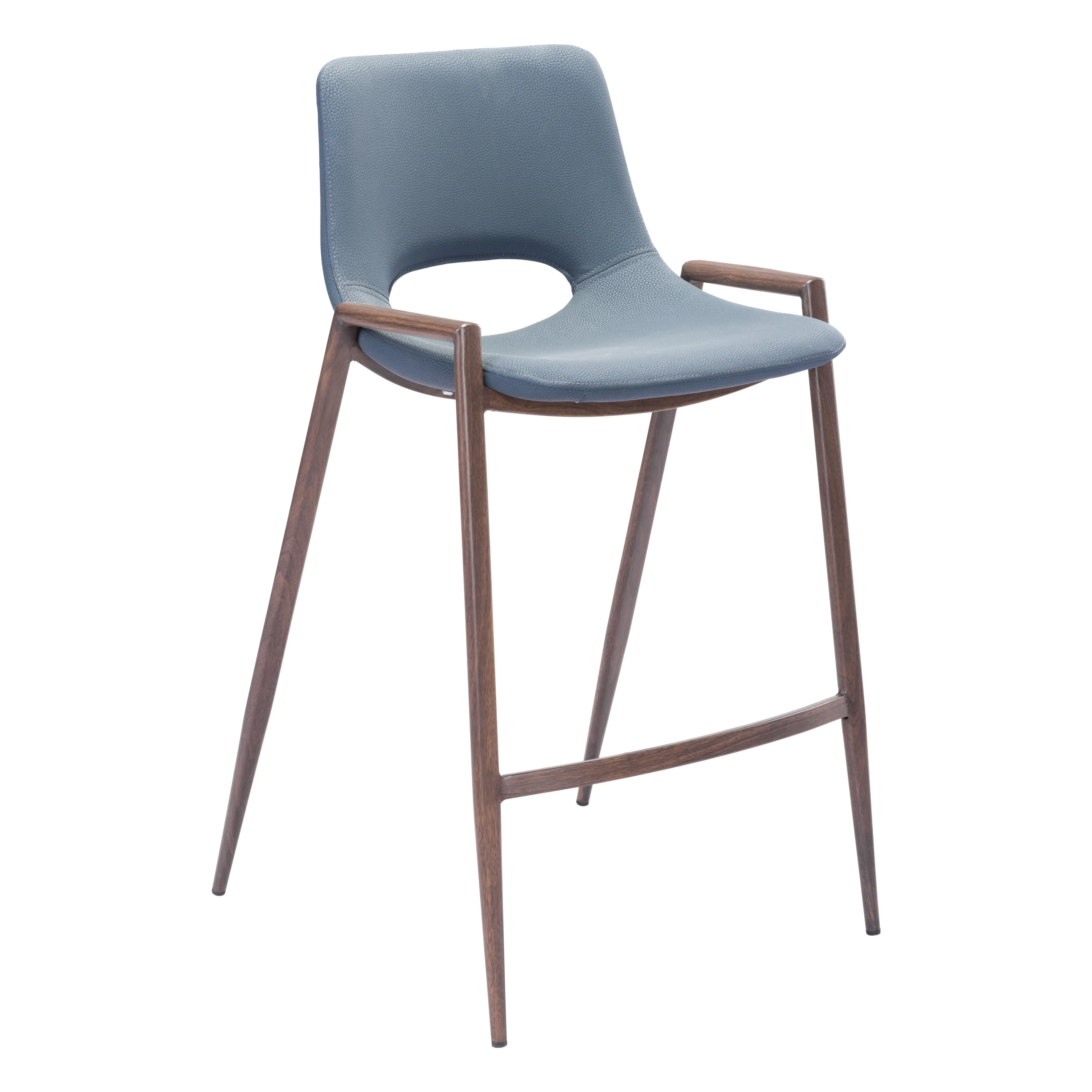 Desi Counter Stool (Set of 2) Azure Gray & Walnut