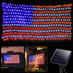 echosari Solar American Flag Lights | 420 LEDs | Waterproof | For 4th of July & Memorial Day | Covers Up to 6.5×3.3ft