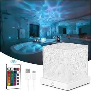 Rechargeable Shower Light No Wiring, 16 Color Changing  Wave Lamp Projector,  Shower Mood Light Cube with Remote, Bathroom Mood Lighting, Bathtub Lights for Relaxing , Bath, Bedroom