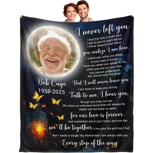 Ship Next Day, Custom Memorial Blanket With Photos For Loss Of Loved One - Printed In USA Loving Memory Personalized Sympathy Blanket For Loss Of Dad Mom Husband Wife Family Friend Pet In Memory Gifts