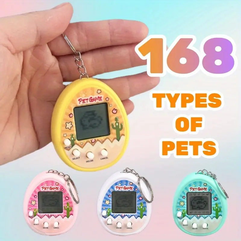 Plastic Handheld Game Console Keychain - Electronic Screen Virtual Tamagotchi Digital Pet Toy, Nostalgic Christmas Gift for Children Over 3 Years Old to Boost Brain Coordination Ability, Children Over Three Years Old