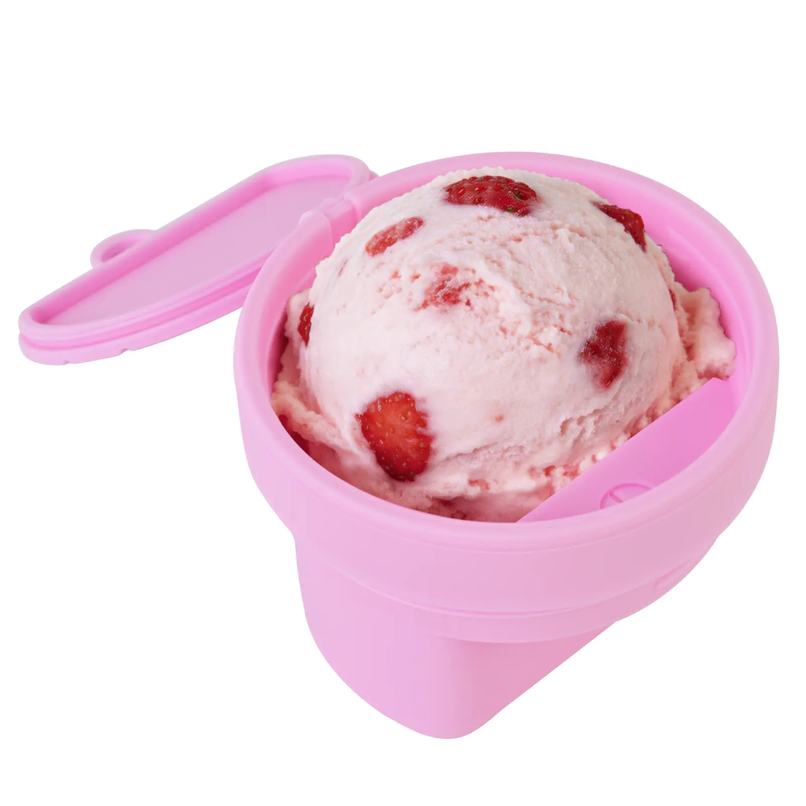 SUSTEAS Reusable Leakproof Silicone Ice Cream Cup with Spoon - 6.52oz BPA-Free Kitchen Gadgets Freezer Container for Home, Office, On-the-Go Use, Fits 10cm Caliber Tumblers, Easy to Clean, Vibrant Design, Freezer Safe