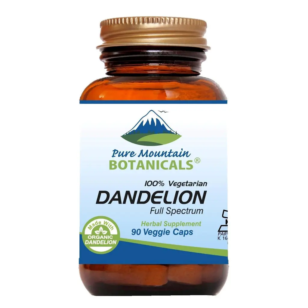 Pure Mountain Botanicals Dandelion Root Capsules - Kosher Vegan with 450mg Organic Dandelion Root Supplement