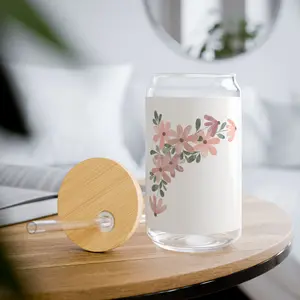 Floral Sipper Glass, 16oz - Eco-Friendly Drinkware, Perfect for Home, Gifts, Parties, Picnics, and Weddings