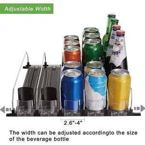 Soda Can Dispenser for Refrigerator Storage, Adjustable Pusher Glide, Holds 5 Rows, 12 Inch Diameter, Ideal for Soda & Beer