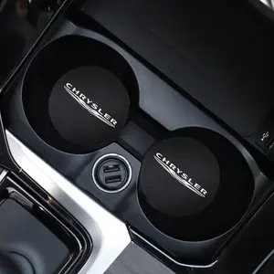 2Pcs Car coaster water anti slip pad silicone waterproof automotive interior accessories FFor Chrysler 300c 200 Pacifica Phev Voyager Sebring Aspen PT Cruiser Airflow Crossfire Concorde