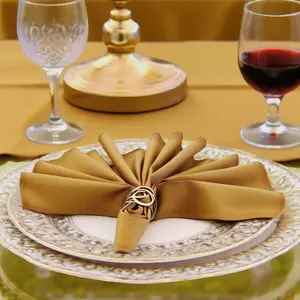 Gold Cloth Napkins Washable 210GSM Heavy-Duty Solid Table Napkins Cloth Bulk, Reusable Napkins with Hemmed Edges for Dinner, Holiday, Wedding, Party & Everyday Use