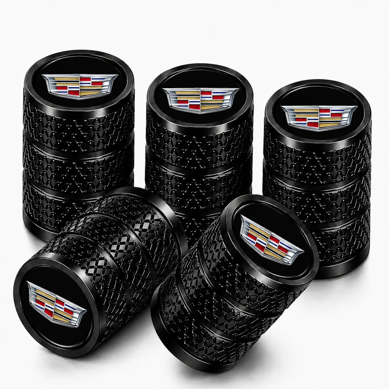 5 Pack CNC Machined Aluminum Tire Valve Stem Caps Compatible with Cadillac Escalade XT5 XT6 CT5 Lyriq XT4 CT4 Heavy Duty Rustproof Rubber O-Ring Seal Leak Free Dust Proof Tool Free Installation American Luxury SUV Sedan Replacement Parts