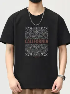 Men's Plus Size T-Shirt, Round Neck Short Sleeve, Casual Menswear, Polyester-Cotton Blend Graphic Tshirt