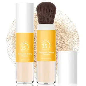 Mineral Sunscreen Setting Powder, SPF 35 Brush-On Sunscreen Powder for Face & Scalp, Long-Lasting, Lightweight, Breathable, Oil-Controlling, Natural Matte Finish