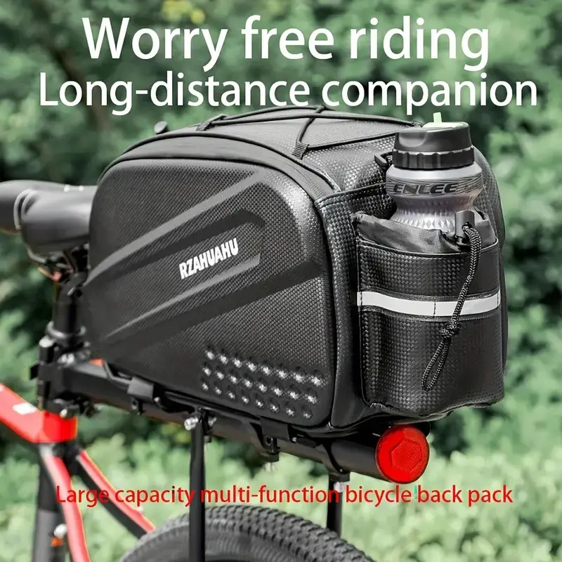 Bicycle Tail Bag Detachable Shoulder Strap Durable PU Material Multi Compartment Reflective Safety Design Portable Storage Reinforced Stitching Commuting Outdoor Cycling Essential Accessory Large Capacity For Riders Bike Bag, Bike Accessories