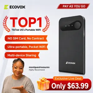 ECOVOX Global 4G WiFi6 Wireless Hotspot, USB-Powered Portable Mini Device with 13-Hour Battery, No SIM Needed, 9-Device Connectivity, Ideal for Travel & Study, Wireless Wifi Hotspot