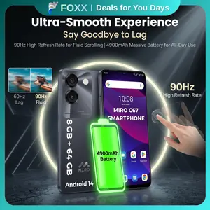 【C67】MIRO Unlocked Smartphone - 6.75" HD+ 90Hz Display, MediaTek Helio G36 8-Core, 4900mAh Battery, 8GB RAM, 64GB Storage, Dual Rear Cameras, Black/Blue