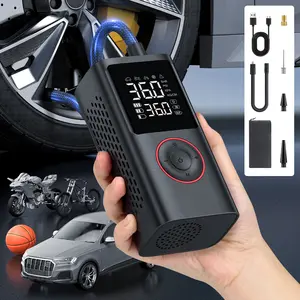 Cordless Tire Inflator Portable Air Compressor, Black Wireless Car Tire Pump with Digital Display and Auto Shut Off, Fast Inflation Air Pump for Car, Bike, Motorcycle and Ball, Rechargeable Compact Tire Inflator for Emergency Road Use
