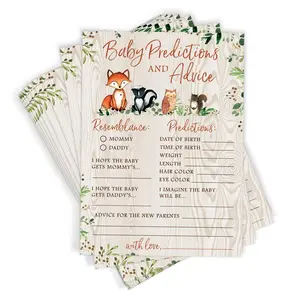 Baby Predictions and Advice – Woodland Baby Shower Game for Mommy to Be, Forest Animals (50 Cards)