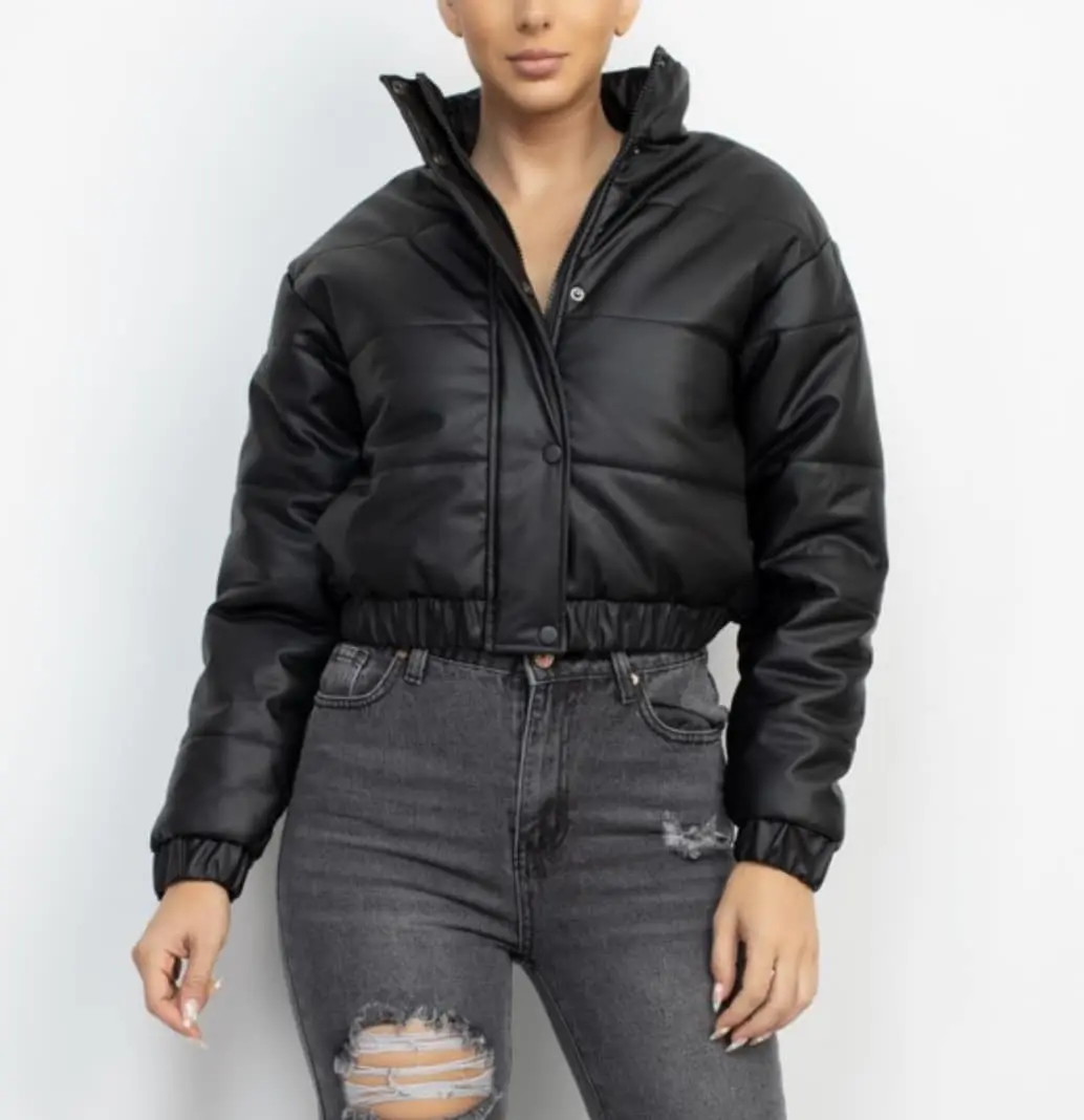 Women's Quilted Button/Zip Up Bomber Super Cute Puffer Jacket