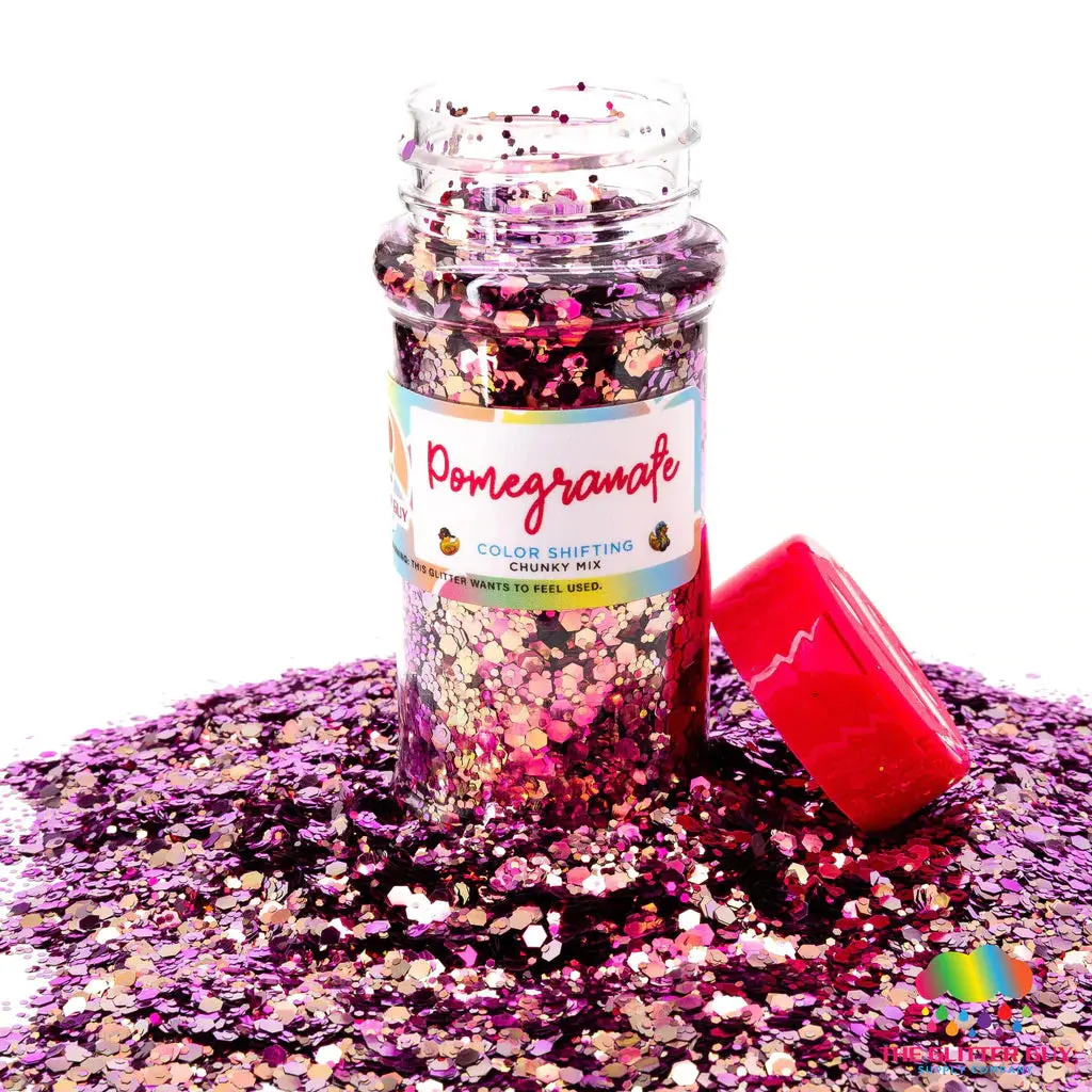 Color Shifting Pomegranate Glitter by The Glitter Guy, Chunky Mix, Clump Free, Polyester, UV Resistant, Nail Art Decoration Accessory