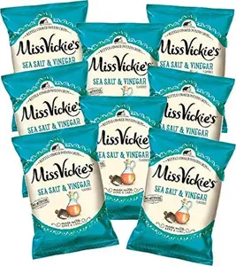 Miss Vickie's Salt & Vinegar Kettle Cooked Potato Chips, 1.375 ounce bags (Pack of 8) Snack Tangy Crunchy Bites