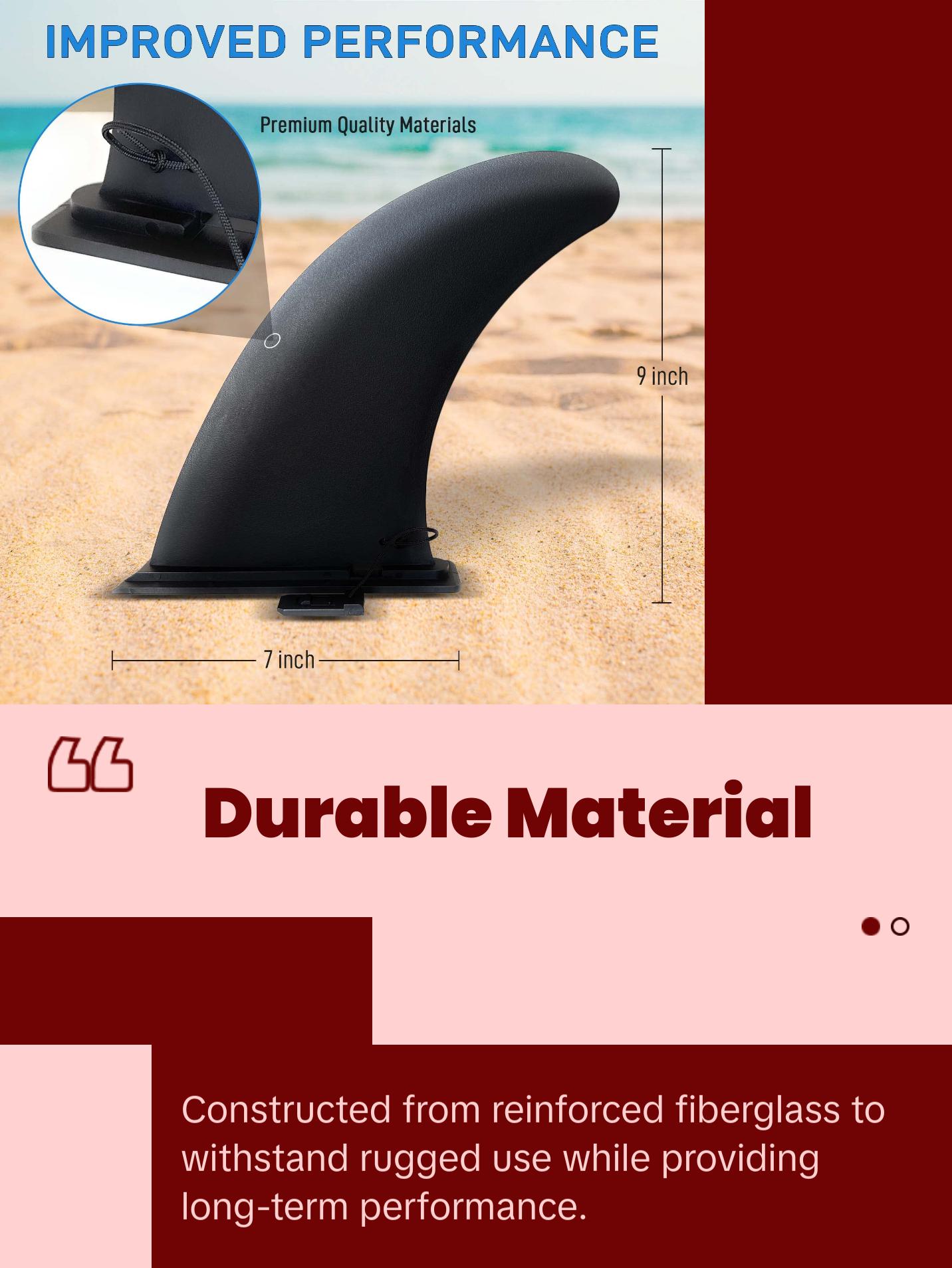 9" Aquamar Universal Paddle Board Fin - Detachable Reinforced Fiberglass- Stand Up Paddleboard Fin Replacement, Quick Release Longboard Center Inflatable Paddle Board Fin, No-Tool Installation, Improves Stability - Ideal for Beginners and Pros