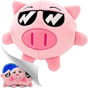 3 in 1 Squeaky Soft Plush Durable    for Aggressive Chewers, No Stuffing Interactive Tough  & Reveal Crinkle  Pig Ball in  Box, Puppy, Small & Large Breed Pets Birthday Present