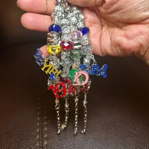 Sorority Chunky Charm Bracelet - Adjustable Hypoallergenic Stainless Steel with Colorful Sorority Chains