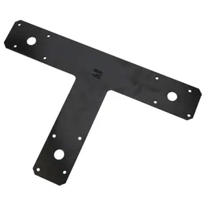 212 MAIN Black Steel T-Shaped Bracket (Model N266-472), 12x8 in Beam Joiner, Nail-Compatible Sturdy Bracket with Heavy Duty Bolts for Sailing Water Sports