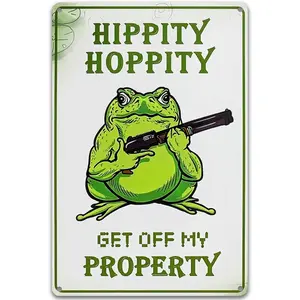 Funny Meme Posters Frog Room Decor Hippity Hoppity Get Of My Property No Trespassing Sign For Bedroom