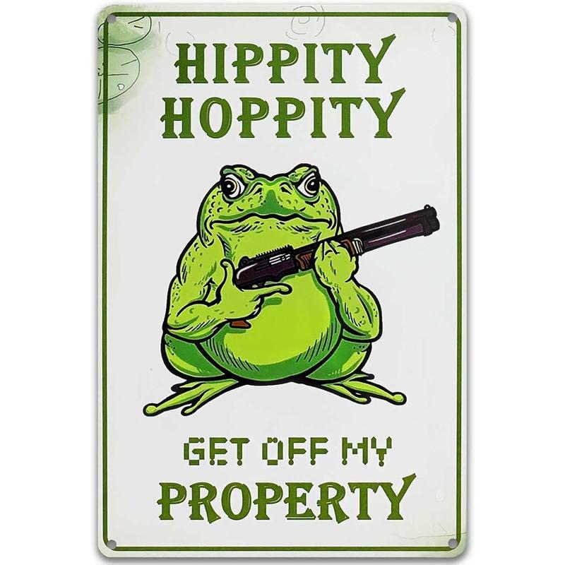 Funny Meme Frog "Hippity Hoppity Get Off My Property" No Trespassing Poster, Summervibes Artistic Print, Funny Wall Art, Home Wall Decor, Cool Room Decor, Room Accessories for Bedroom Home Use