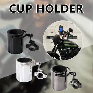DREAM APPAREL Motorcycle Cup Holder,360° Swivel Handle,Anti-Corrosion and Waterproof,Easy to Install,Universal Bike Drink Water Bottle Holder for 1"-1.25" Handlebar (Matt-Black)