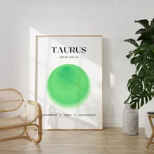 Taurus Star Sign Green Aura Poster, High Vibrations Decor, Wall Art for Taurus
