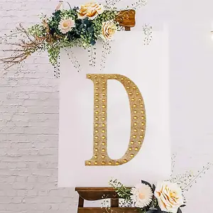 8-Inch Gold Glitter Rhinestone Alphabet "D" Letter Stickers, Adhesive DIY Craft Embellishments for Room, Banquet, Office, Event