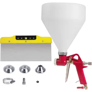 Drywall Texture Sprayer,Air Hopper Spray  1.5 Gallon with 3 Nozzle (4.0mm/6.0mm/8.0mm) & Putty ,Stainless Steel Scraper for Repairing Drywall, Removing Wallpaper, Applying Putty (Red)