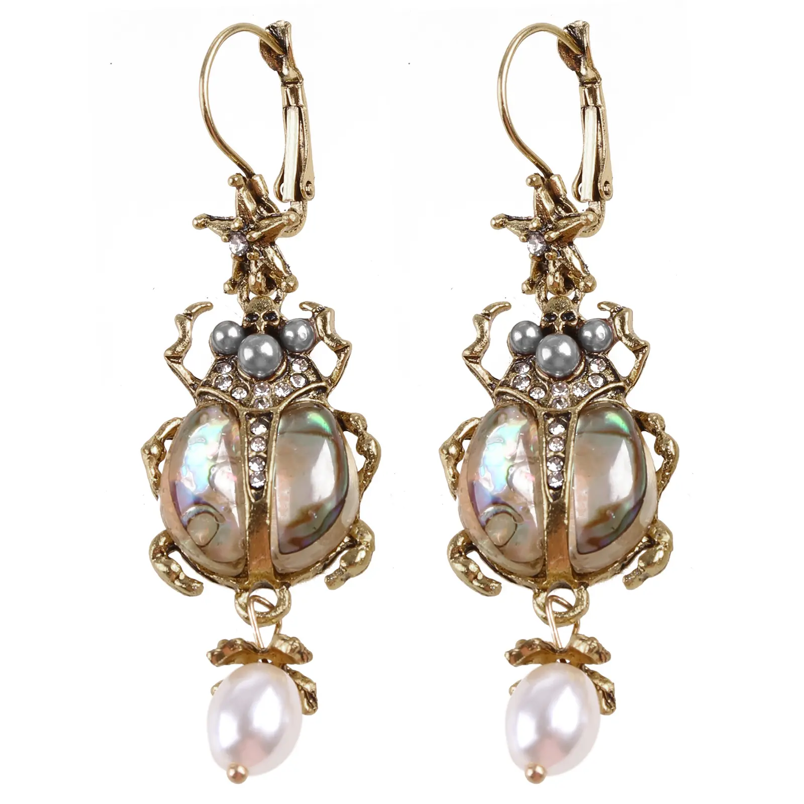 Freshwater Pearl Beetle Drop Earrings Abalone for Shell Pendant Dangle Freshwater Pearl Beetle Drop Earrings Abalone for Shell Pendant Dangle