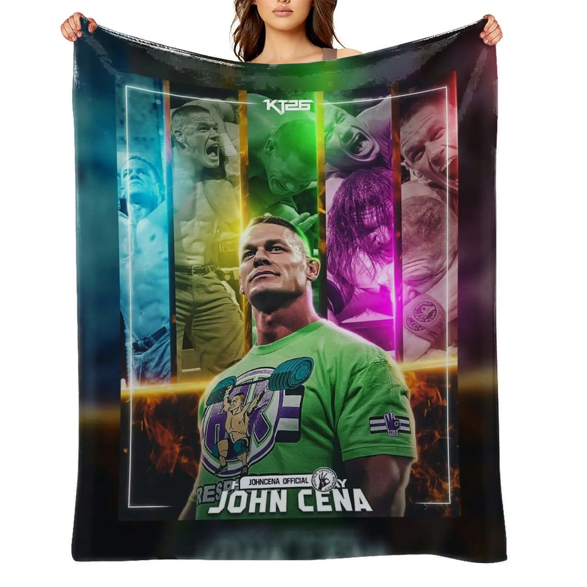 John Cena Anime Flannel Throw Blanket for Children - Ultra Soft, Wrinkle Resistant, Anti-Shrink, Quick-Dry, Machine Washable Cozy Throw - Perfect Gift A-54, Adults