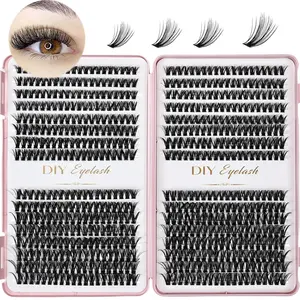 640pcs DIY Personal Lashes 40P Eyelashes Cluster Lashes 10-14mm D Curling Hair Clusters Lashes Volume Lash Clusters Fluffy Lash Extension Reusable