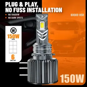 2026 Upgraded H15 LED Headlight Bulbs 150W 60000LM Super Bright 6000K White High Beam & DRL 2-in-1 Combo Kit CANBUS Error Free for Ford F150 Explorer Ranger VW Golf GTI Tiguan Jetta Mercedes Sprinter Cargo Van Wireless Plug & Play Night Driving Visibility