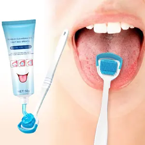 Tongue Cleaning Gel with Brush, Pro Tongue Scraper Kit for Deep Oral Detox, Ultimate Bad Breath Neutralizer & Instant Minty Freshness