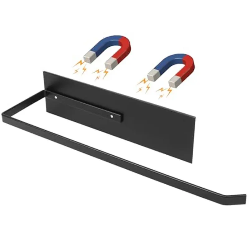 12-in Metal Magnetic Paper Towel Holder, Renter-Friendly Wall-Mounted Kitchen/Bath Organizer with Strong Magnet, Single Unit with Recessed Screws for Surface Protection, L-Shape Bar for Simple Roll Swaps, Solid Reliable Body for No-Counter-Space Storage,