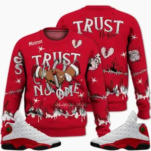 Retro 13 Chicago Outfits, Chicago 13s Ugly Sweater, Tattoo Trust No One Streetwear Unisex Sneaker Matching Shirts